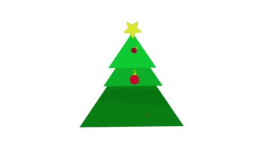 Kırmızı süslemeli animasyon Noel ağacı. Noel ağacı animasyon videosu. 
