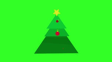 Kırmızı süslemeli animasyon Noel ağacı. Noel ağacı animasyon videosu. 