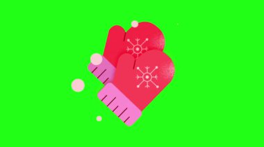 Neşeli kış eldivenleri neşeyle dans ediyor. Noel süsü canlandırmalı video. 