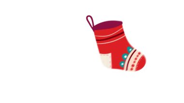 Bayram için canlandırılmış Noel çorabı öğesi. Şenlikli Noel Çorap Canlandırması