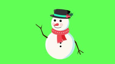Animasyon dostu kardan adam. Kardan adam el sallıyor. kış tatili videosu.