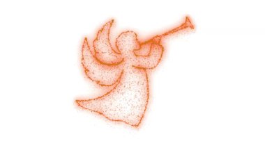 Parlayan melek, sihirli parıldayan ışık efektiyle trompet çalıyor. Noel animasyonu. 