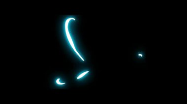 Elektrik mavisi parlayan neon kıvrımlar. Dinamik neon ışığı animasyon çizgisi oluşturur. 