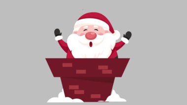 Noel Baba bayram sezonu için baca animasyonunda. Noel Baba animasyonu kutluyor. 