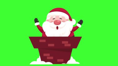 Noel Baba bayram sezonu için baca animasyonunda. Noel Baba animasyonu kutluyor. 