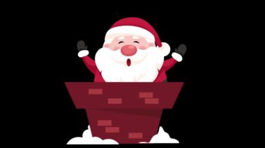 Noel Baba bayram sezonu için baca animasyonunda. Noel Baba animasyonu kutluyor. 