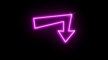 Siyah arkaplanda parlayan parlak neon pembe ok dinamik hareket ve yönü gösteriyor..