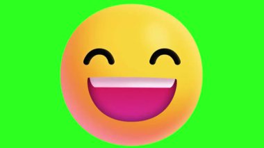 Yeşil ekranda göz kırpan gözleriyle gülen emoji, neşe ve mizah aktarıyor.