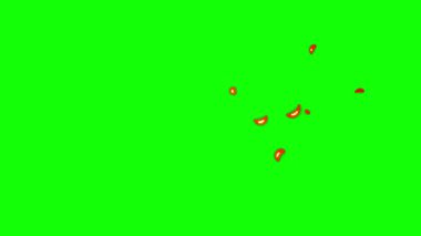 Dinamik video için yeşil ekran arka planında canlı turuncu patlama. ateş animasyonu