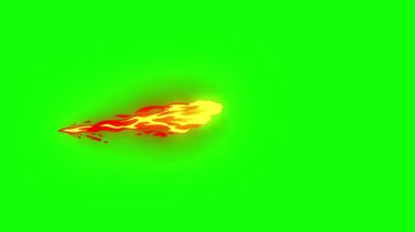 Dinamik video için yeşil ekran arka planında canlı turuncu patlama. ateş animasyonu