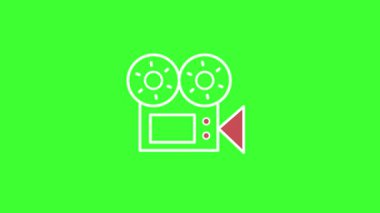 Fotoğraf, video ve medya prodüksiyon temaları için ideal şık, modern bir kamera simgesi.