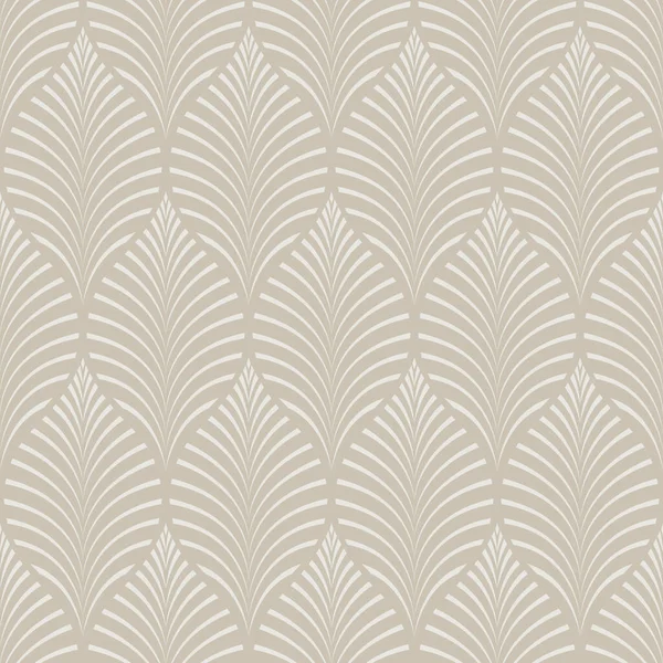 Vintage Art Deco Seamless Pattern. Geometric decorative with leaf texture. Retro background. Green background. Beige leaf. Wallpaper.