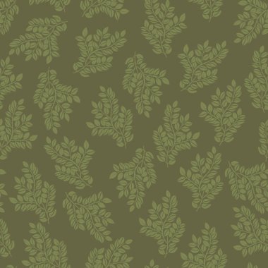 Kumaş, Duvar Kağıdı, Ambalaj Kağıdı, Tekstil ve Modern İç Tasarım İçin Yeşil Tonlar Minimalist Doğal Yapraklar Arkaplanında Zarif Botanik Yaprak Örnekleri