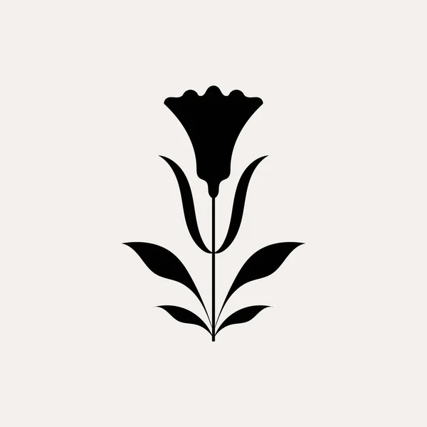 Soyut çiçek, geometrik şekiller. Bahar ve yaz çiçekleri. Botanik element, düz stil. Bej arkaplanda izole edilmiş vektör kahverengi illüstrasyon.