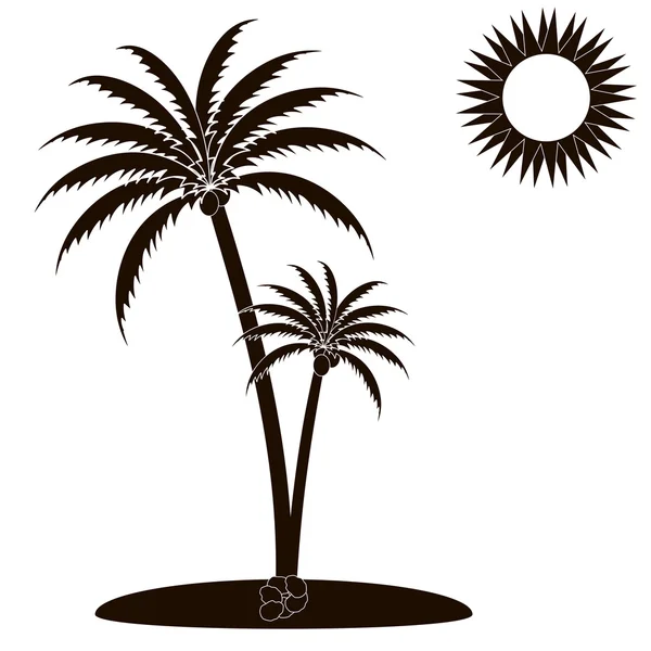 Pictogram palm en zon — Stockvector