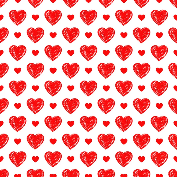 Rote Herzen nahtlose Muster. Liebe Kunst. Helle Kulisse für Grußkarten. — Stockvektor