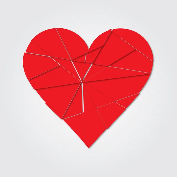 Corazón rojo. Corazón roto. Pedazos de corazón. Icono corazón roto . — Archivo Imágenes Vectoriales