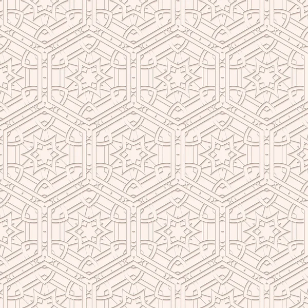 Patrón de papel con sombra. Decoración árabe. Ilustración perforada. Diseño de calado . — Vector de stock