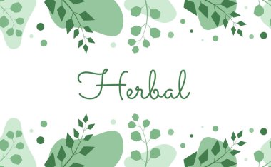 Beyaz arka planda yeşil yapraklı çerçeve. Pankart. Vektör illüstrasyonu