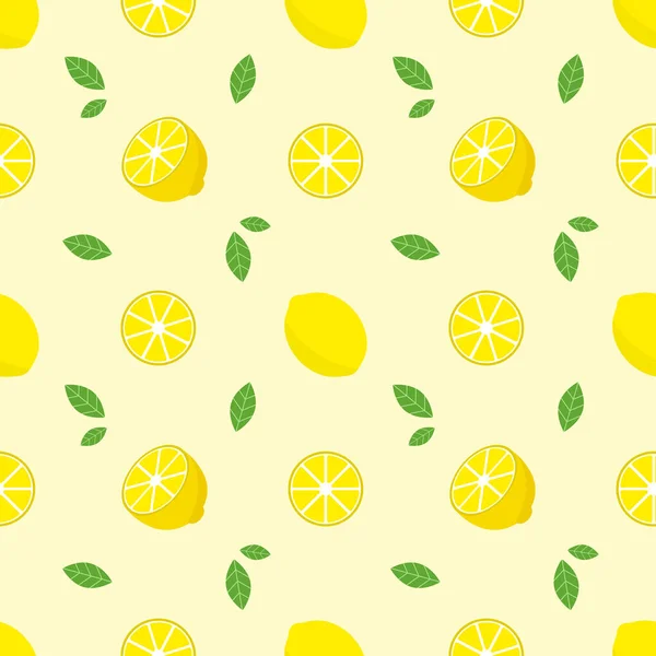 Sarı arka planda limonlu kusursuz desen. Vektör illüstrasyonu