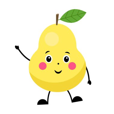 Yüzü beyaz arka planda armut. Vektör illüstrasyonu