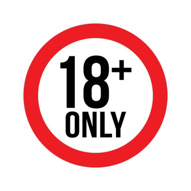 Sadece 18 Yasak İşaret. Yaş Kısıtlama Yuvarlak Simge Vektörü İllüstrasyonu