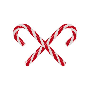 Kırmızı ve Beyaz Çubuk Şekerler 'i geçtim. Noel Tatlı Sembol Vektör İllüstrasyonu