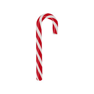 Klasik Kırmızı ve Beyaz Şeker Çubuğu. Noel Tatlı Vektör İllüstrasyonu