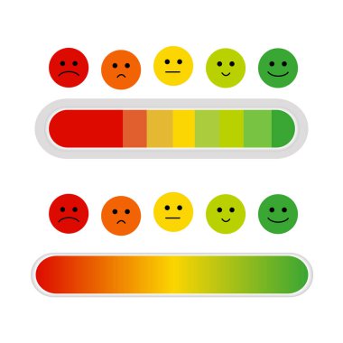 Beyaz Arkaplanda Ruh Bilgileri Çubuğu Altında Duyguları Gösteren Renkli Duygusal Yüzler