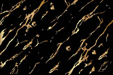 Siyah Arkaplanda Altın Çatlak Mermer dokusu. Lüks Arkaplan Vektörü İllüstrasyonu