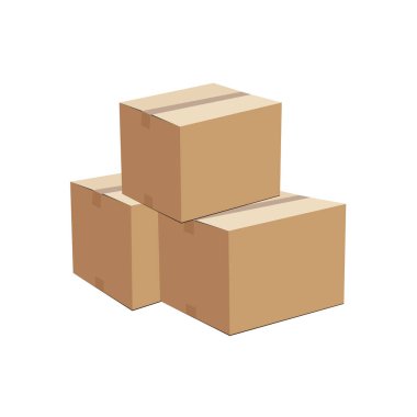 Beyaz Arkaplanda Yığılmış Karton Kutuları Kapat