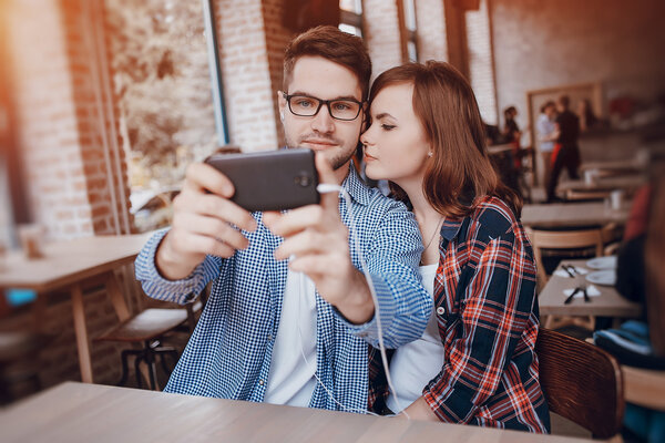 loving couple in a cafe