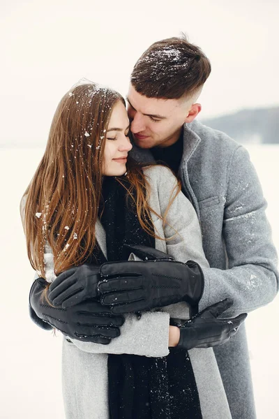 Winter snow couple love story