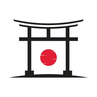 Modern tarz konsept vektör illüstrasyonlu Torii kapı simgesi tasarım şablonu