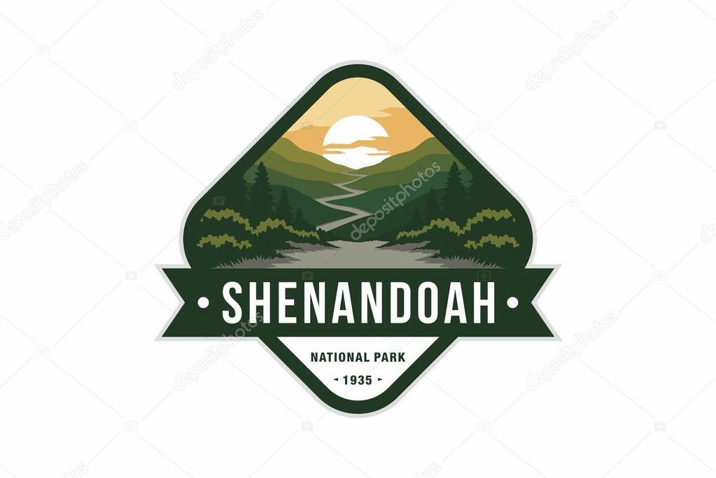 Shenandoah National Park logo badge emblem illustration