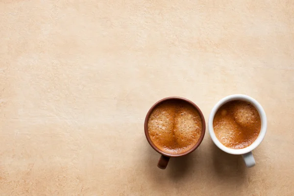 Koffie espresso kopjes kopiëren ruimte — Stockfoto