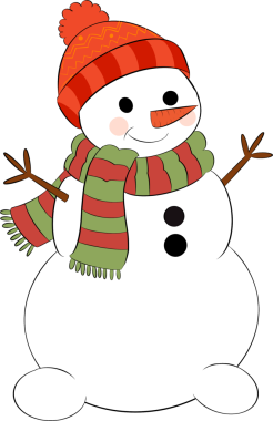 Temiz kıvrımlı çizgileri, pastel atkısı ve kışlık yün şapkaları olan çok şirin bir kardan adam..