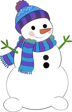 Minimum kıvrımlı kardan adam, pastel mavi atkı ve kışlık yün şapkalar..