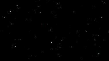 Siyah arka planda parlayan küçük yıldızların etkileriyle bir animasyon. 4K yatay.
