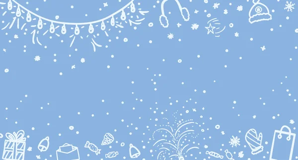 Праздничный Фон Ручной Рисунок Xmas Элементов Рождественские Знаки Предметы Шаблону — стоковый вектор