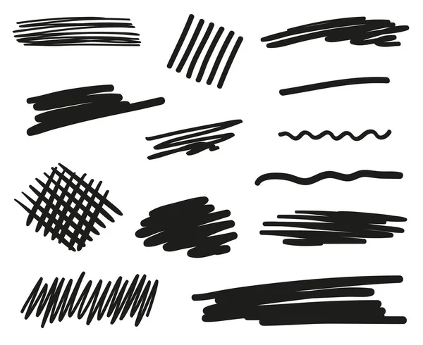 Abstrakcyjne Szkice Ręcznie Rysowane Podkreślenia Białym Czarno Białe Ilustracje — Wektor stockowy