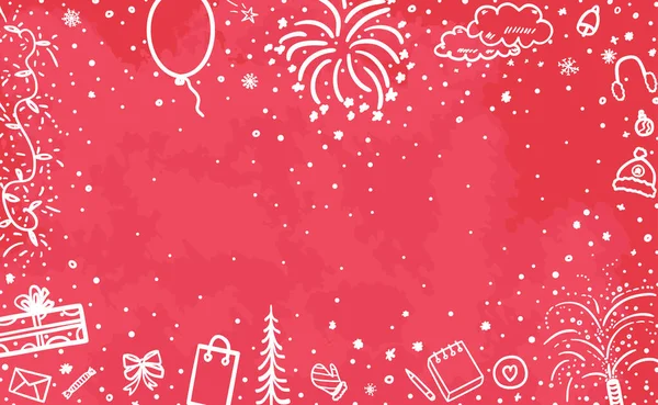 Ručně Kreslené Vánoční Pozadí Šťastný Nový Rok Náčrtkové Pozadí Rekreačními — Stockový vektor