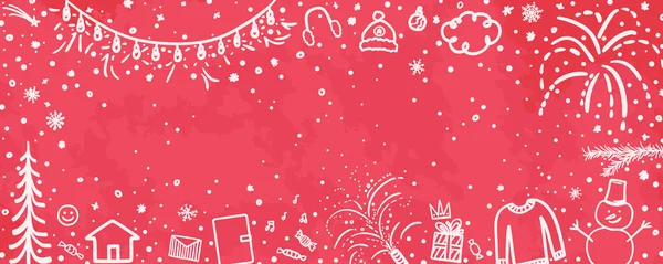 Ručně Kreslené Vánoční Pozadí Freehand Art Šťastný Nový Rok Náčrtkové — Stockový vektor