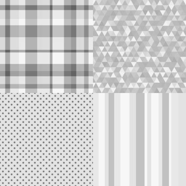 Kusursuz arka planlar. Tek renkli desenler. Kusursuz dokular. Tekstil ve kumaş izleri. Siyah beyaz illüstrasyon