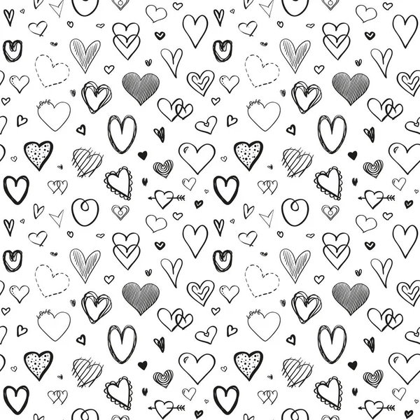 Fondo Dibujado Mano Con Corazones Papel Pintado Grunge Sin Costuras — Archivo Imágenes Vectoriales