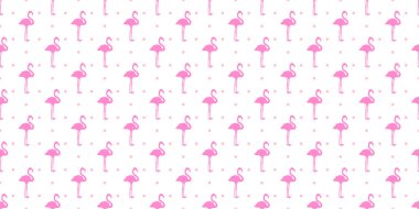 Flamingolarla kusursuz noktalı bir arka plan. Yalan makinesi, gömlek ve tekstil baskısı. Soyut doku. Tasarım modeli. Renkli resimleme