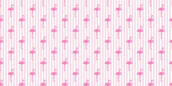 Nahtlos Gestreifte Tapete Mit Flamingos Zeichentrickvögel Druck Für Polygraphie Hemden — Stockvektor