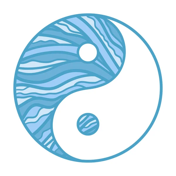 Yin Yang Símbolo Religioso Religião Sinal Círculo Desenhado Mão Fundo — Vetor de Stock