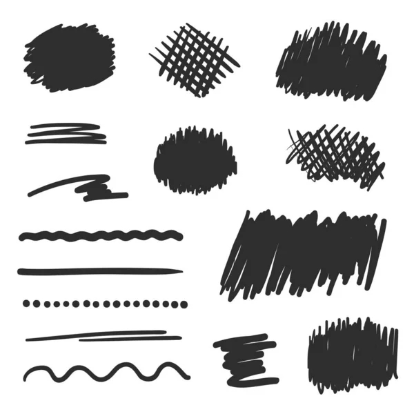 Hand Drawn Hatching Abstract Simple Underlines Hand Black White Illustration — Stock Vector