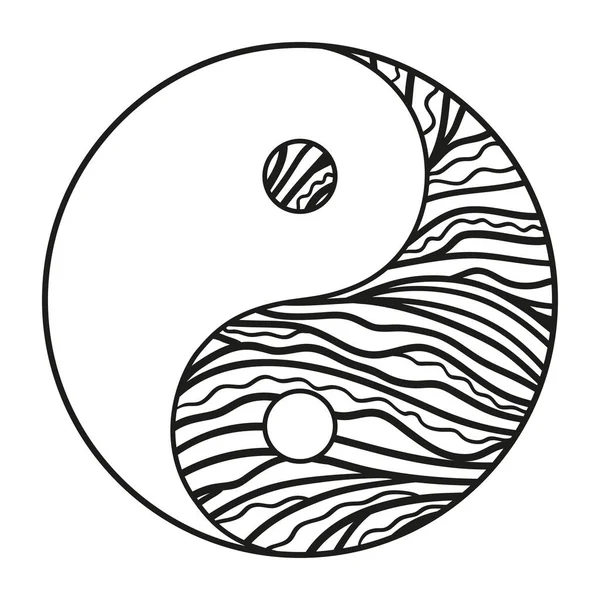 阿茵和阿阳在孤立的背景上手工画出禅宗符号 黑白插图 — 图库矢量图片